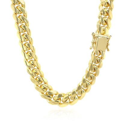 14k Yellow Gold Classic Miami Cuban Solid Chain (9.20 mm) RCJ Chains  CELESTIA LUXE JEWELLERS