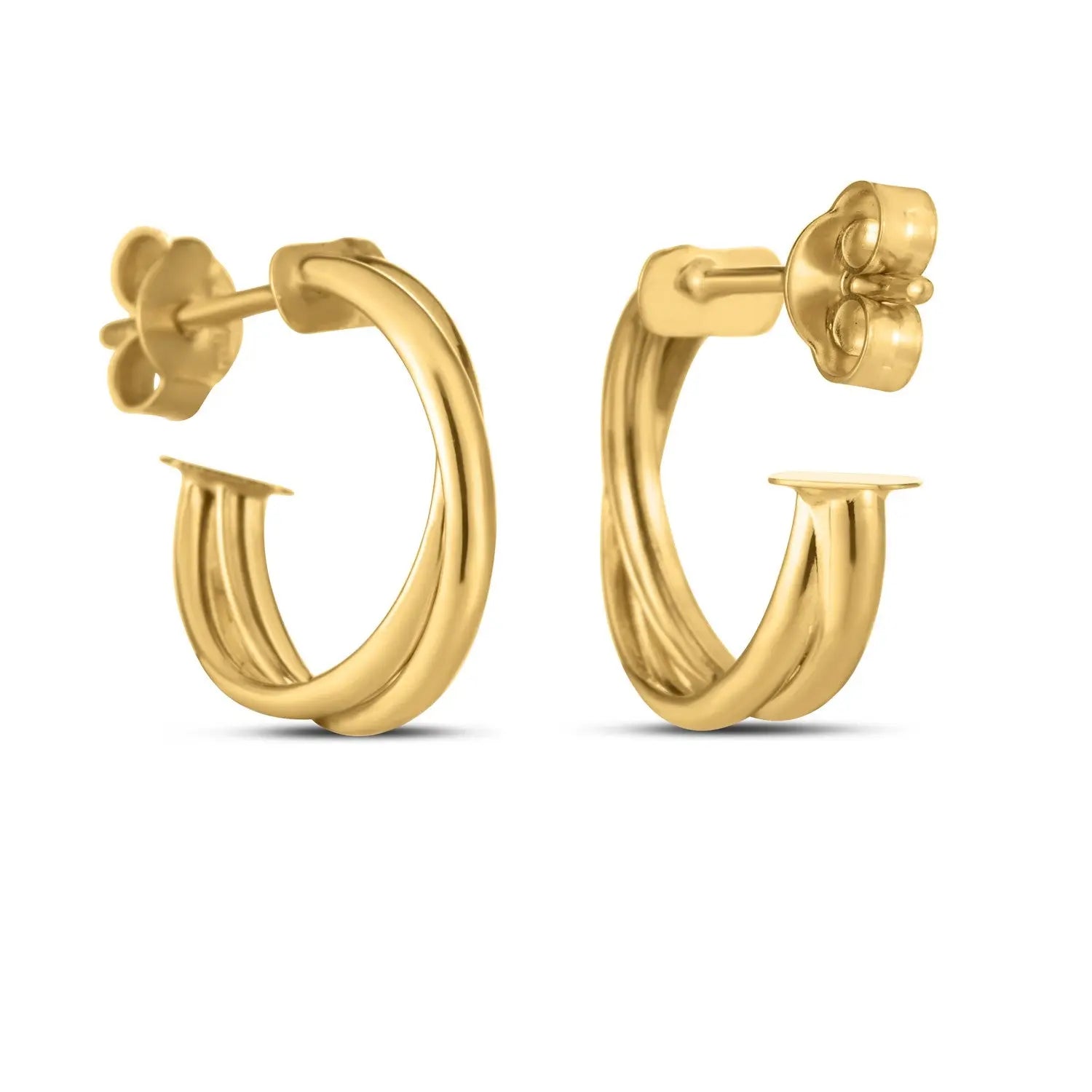 14k Yellow Gold Crossover Hoops RCJ Earrings  CELESTIA LUXE JEWELLERS
