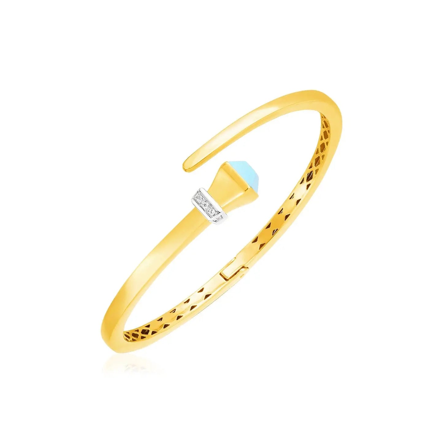 14k Yellow Gold Crossover Style Hinged Bangle Bracelet (3.40 mm) RCJ Bangles  CELESTIA LUXE JEWELLERS
