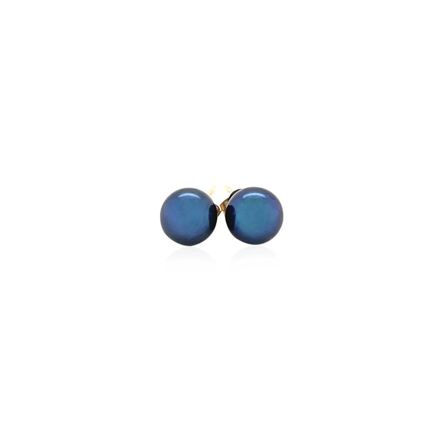14k Yellow Gold Cultured Black Pearl Stud Earrings (6mm) RCJ Earrings  CELESTIA LUXE JEWELLERS