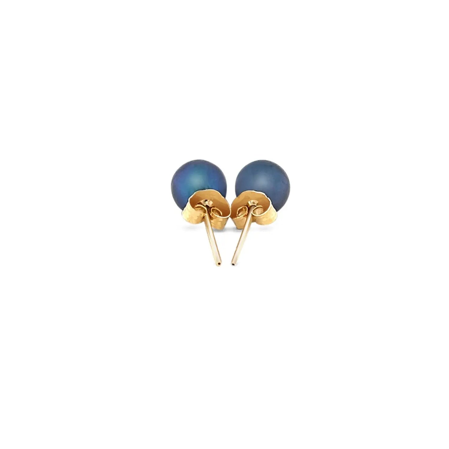 14k Yellow Gold Cultured Black Pearl Stud Earrings (6mm) RCJ Earrings  CELESTIA LUXE JEWELLERS
