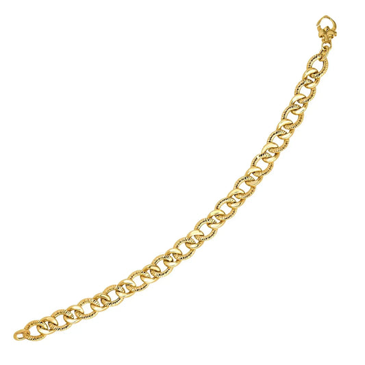 14k Yellow Gold Curb Chain Design with Diamond Cuts Bracelet (8.80 mm) RCJ Bracelets  CELESTIA LUXE JEWELLERS