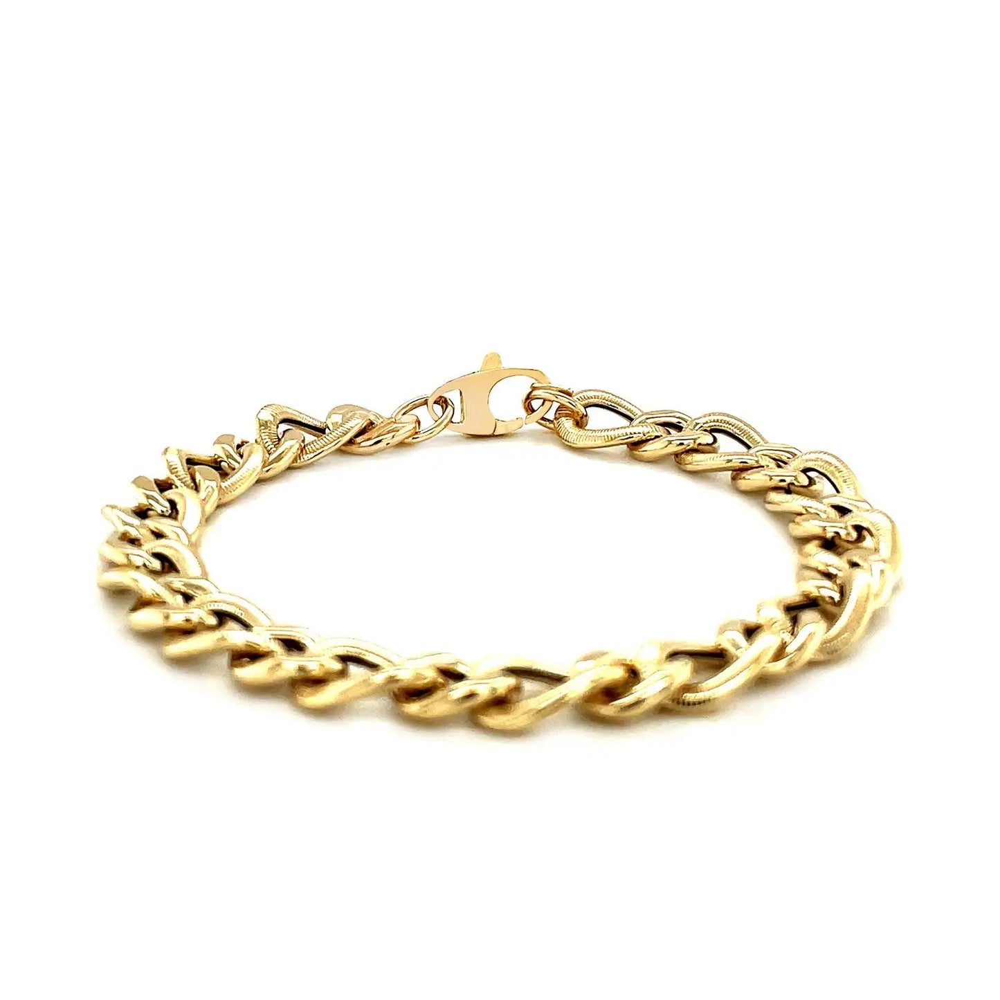 14k Yellow Gold Curb Chain Design with Diamond Cuts Bracelet (8.80 mm) RCJ Bracelets  CELESTIA LUXE JEWELLERS