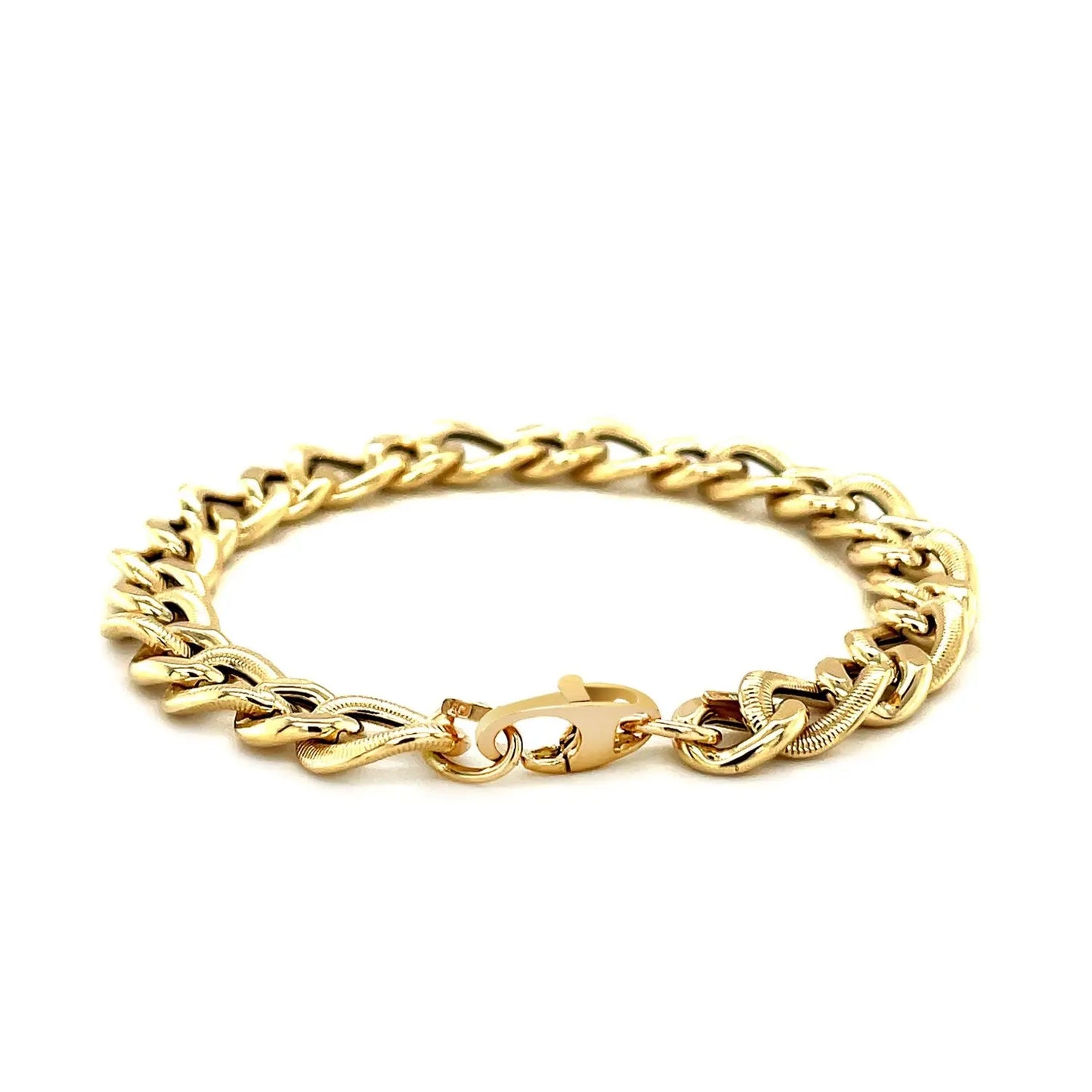 14k Yellow Gold Curb Chain Design with Diamond Cuts Bracelet (8.80 mm) RCJ Bracelets  CELESTIA LUXE JEWELLERS