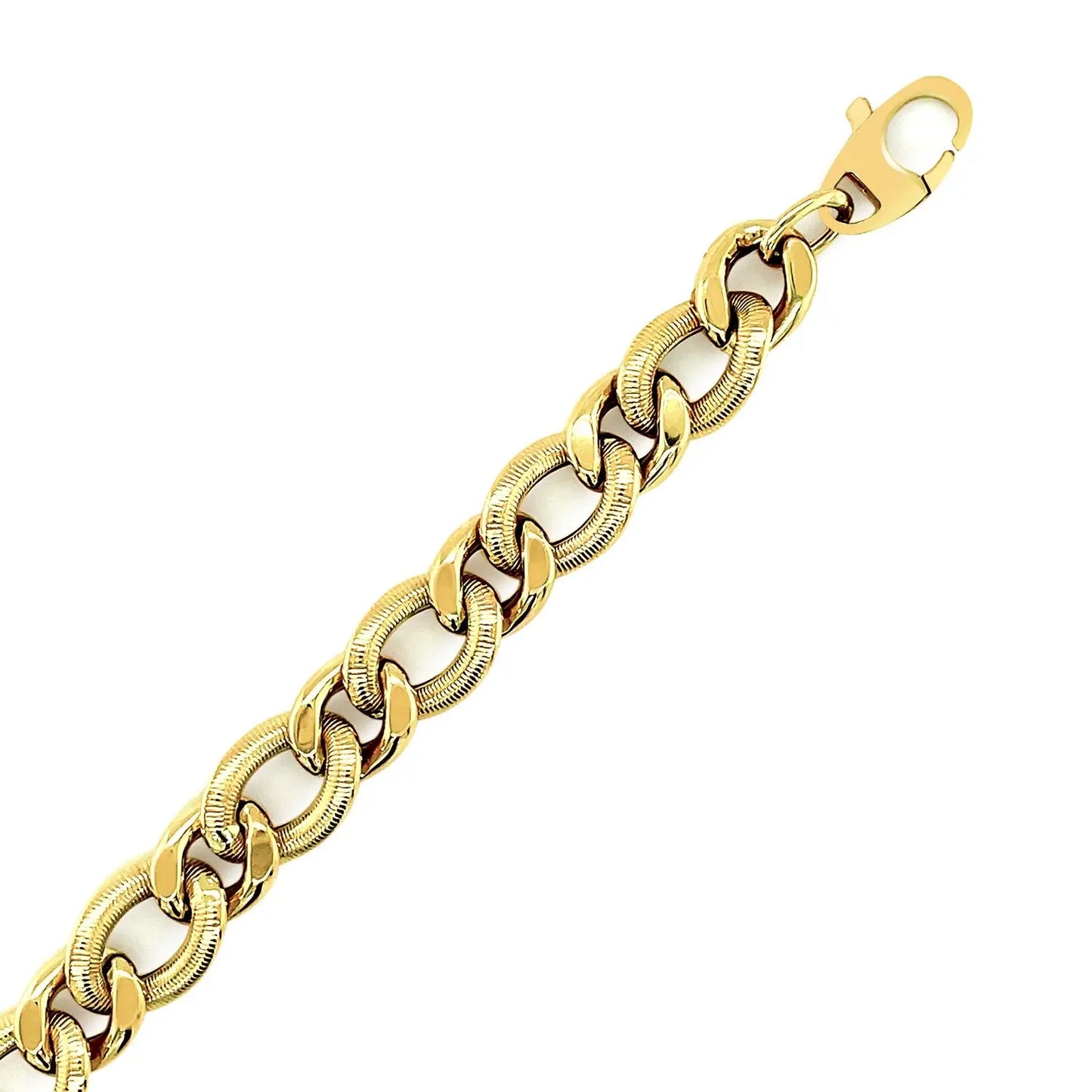 14k Yellow Gold Curb Chain Design with Diamond Cuts Bracelet (8.80 mm) RCJ Bracelets  CELESTIA LUXE JEWELLERS