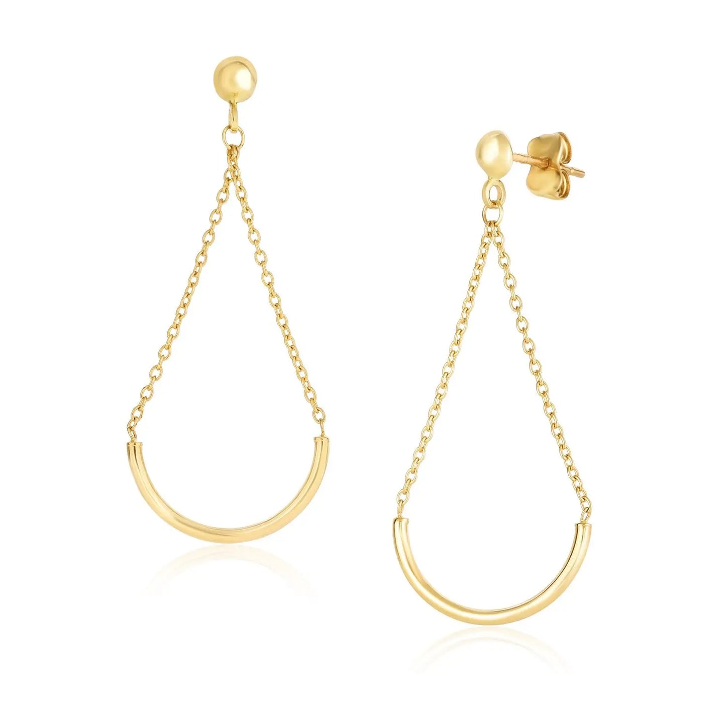 14k Yellow Gold Curved Chain Drop Earrings RCJ Earrings  CELESTIA LUXE JEWELLERS