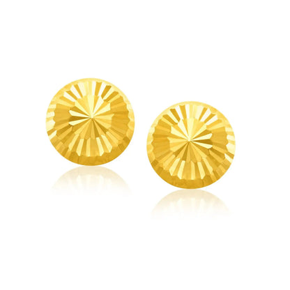 14k Yellow Gold Diamond Cut Flat Design Stud Earrings(8mm) RCJ Earrings  CELESTIA LUXE JEWELLERS