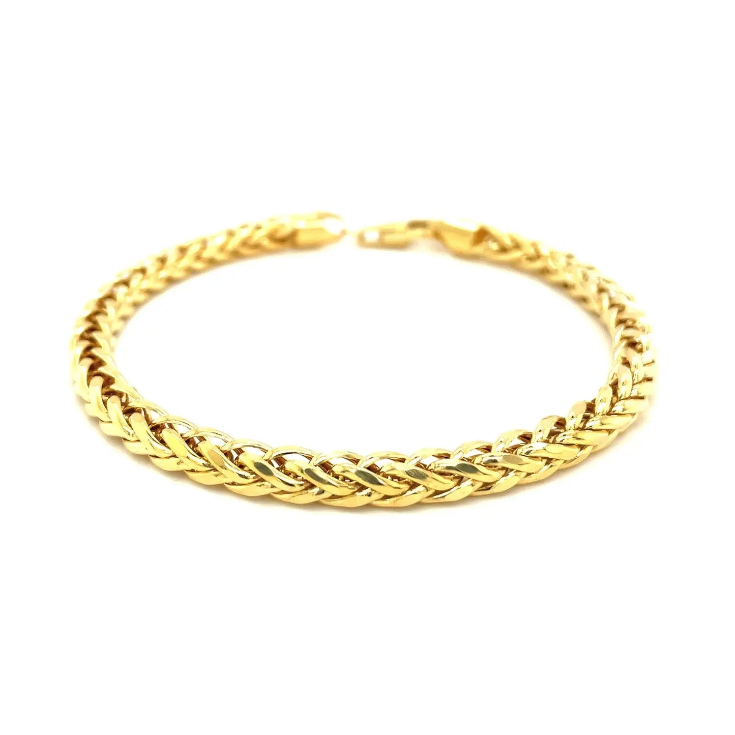 14k Yellow Gold Diamond Cut Round Franco Bracelet (5.30 mm) RCJ Bracelets  CELESTIA LUXE JEWELLERS