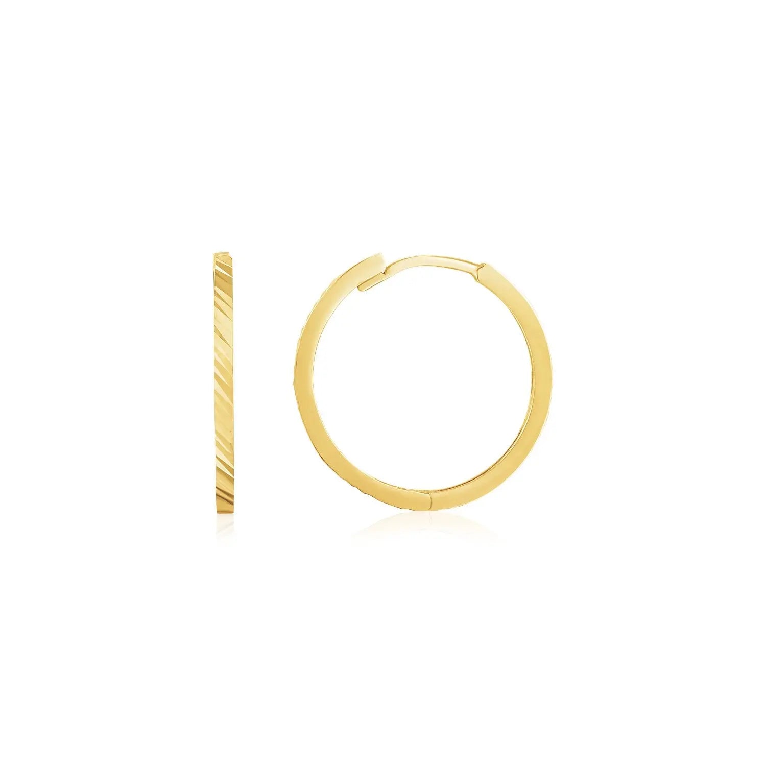 14k Yellow Gold Diamond Cut Textured Huggie Earrings RCJ Earrings  CELESTIA LUXE JEWELLERS