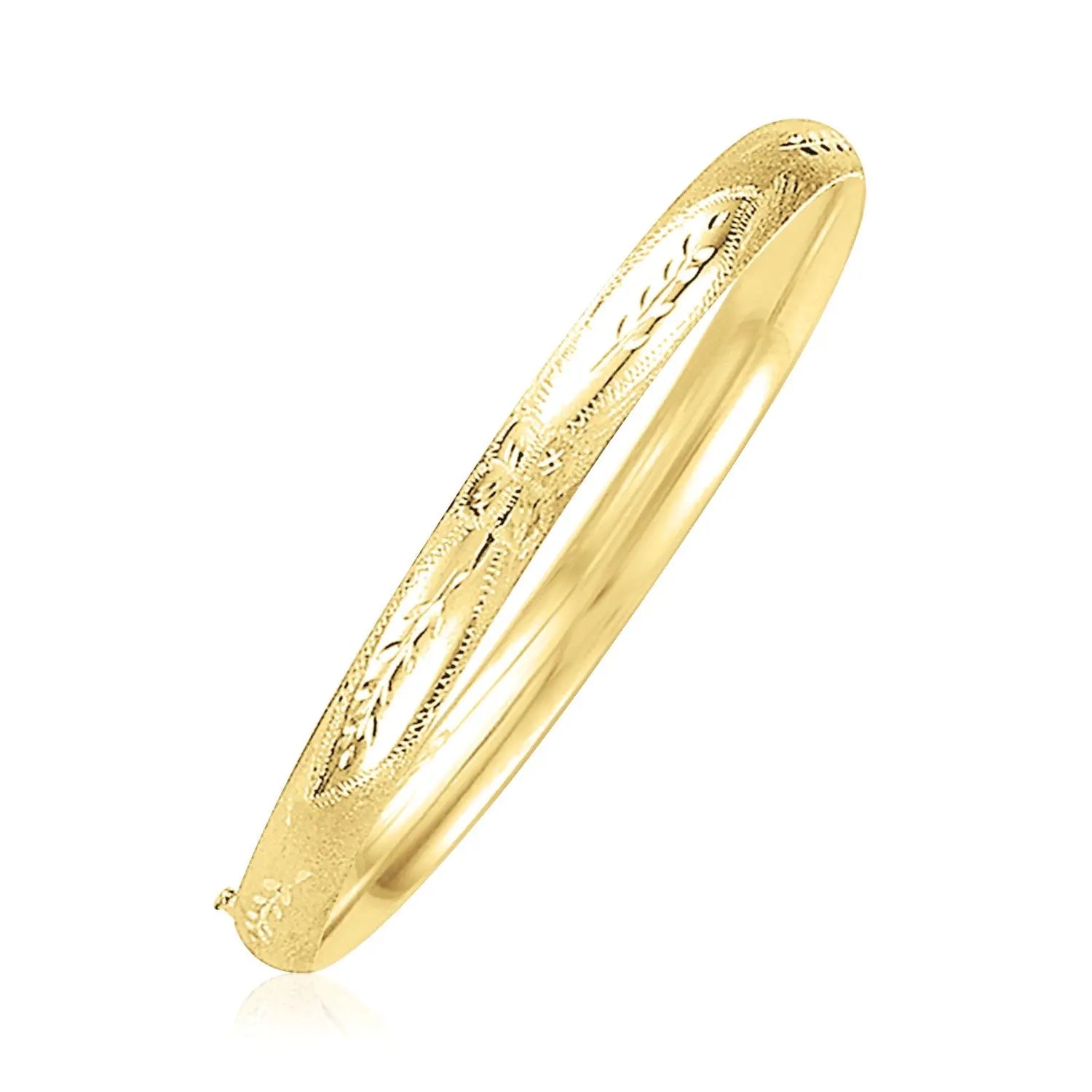 14k Yellow Gold Dome Florentine Design Bangle (5.00 mm) RCJ Bangles  CELESTIA LUXE JEWELLERS