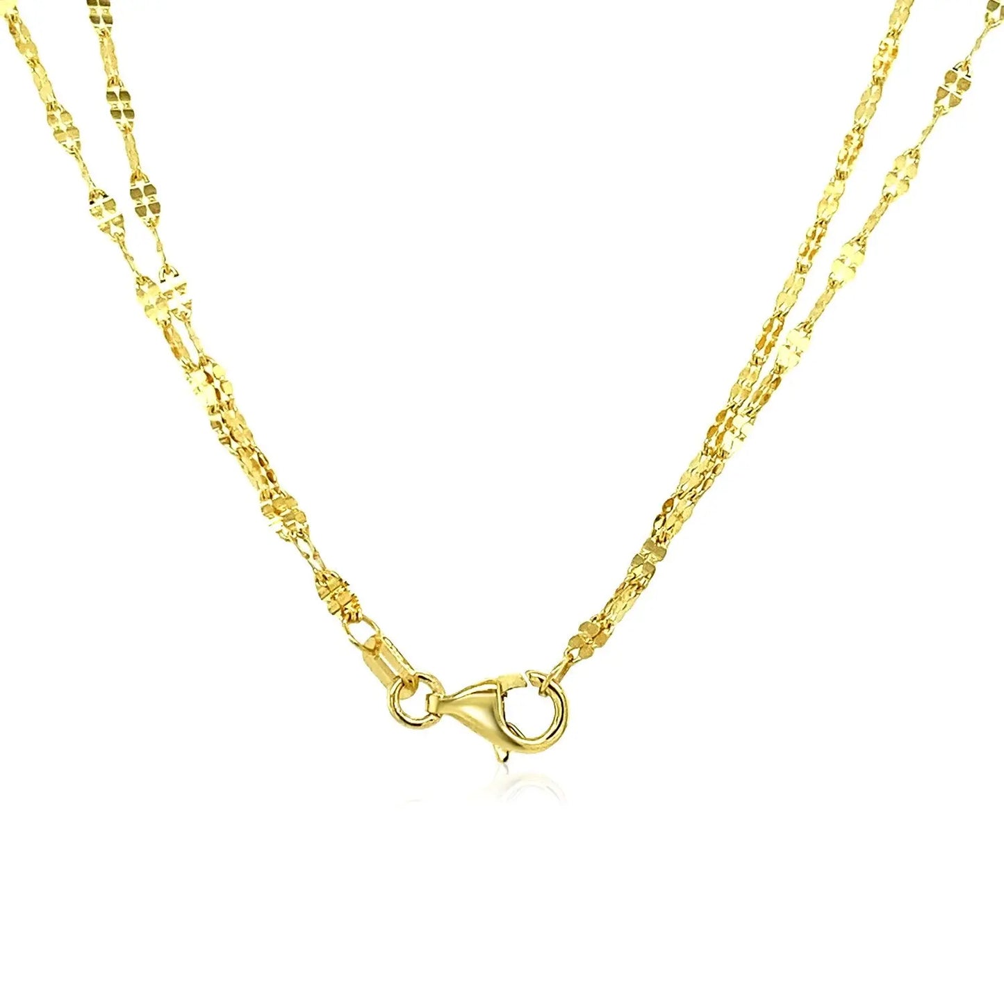 14k Yellow Gold Double Strand Chain with Puffed Heart Lariat Necklace RCJ Necklaces  CELESTIA LUXE JEWELLERS