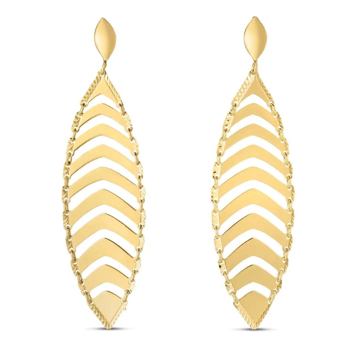 14k Yellow Gold Drop Leaf Earrings RCJ Earrings  CELESTIA LUXE JEWELLERS