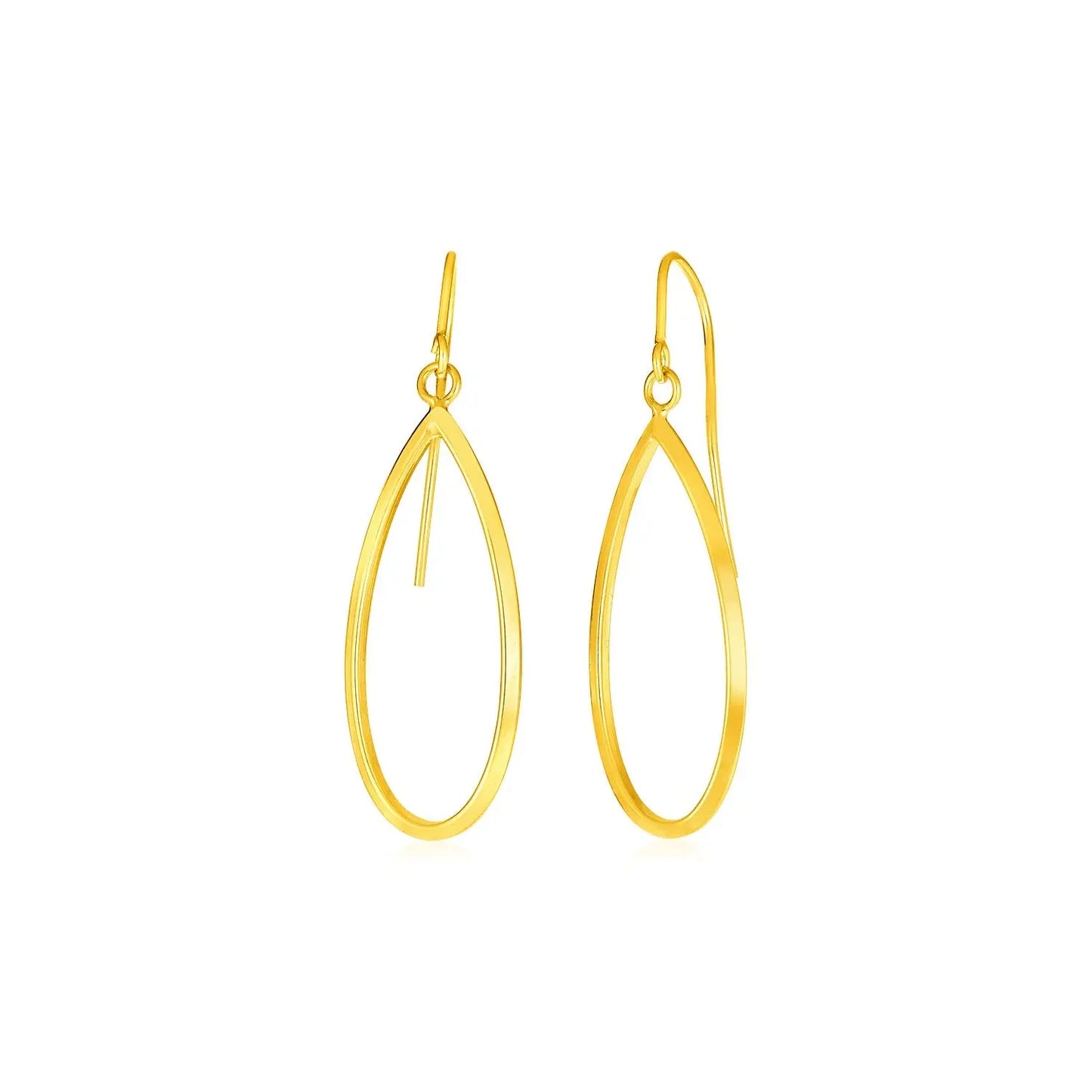 14k Yellow Gold Earrings with Polished Open Teardrop Dangles RCJ Earrings  CELESTIA LUXE JEWELLERS