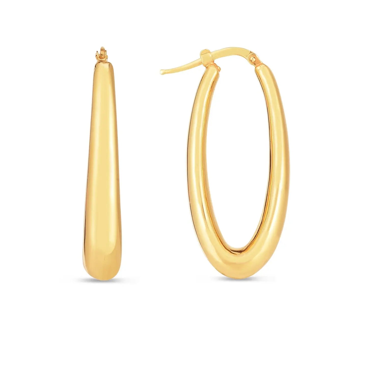 14k Yellow Gold Elongated Oval Hoops RCJ Earrings  CELESTIA LUXE JEWELLERS