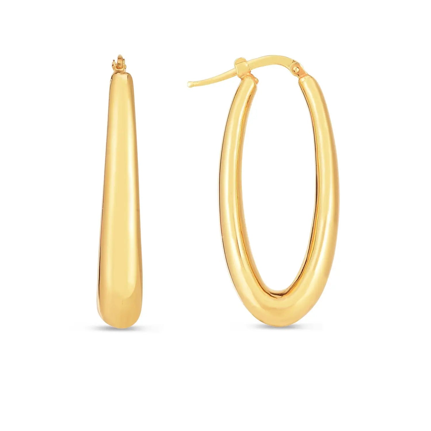 14k Yellow Gold Elongated Oval Hoops RCJ Earrings  CELESTIA LUXE JEWELLERS