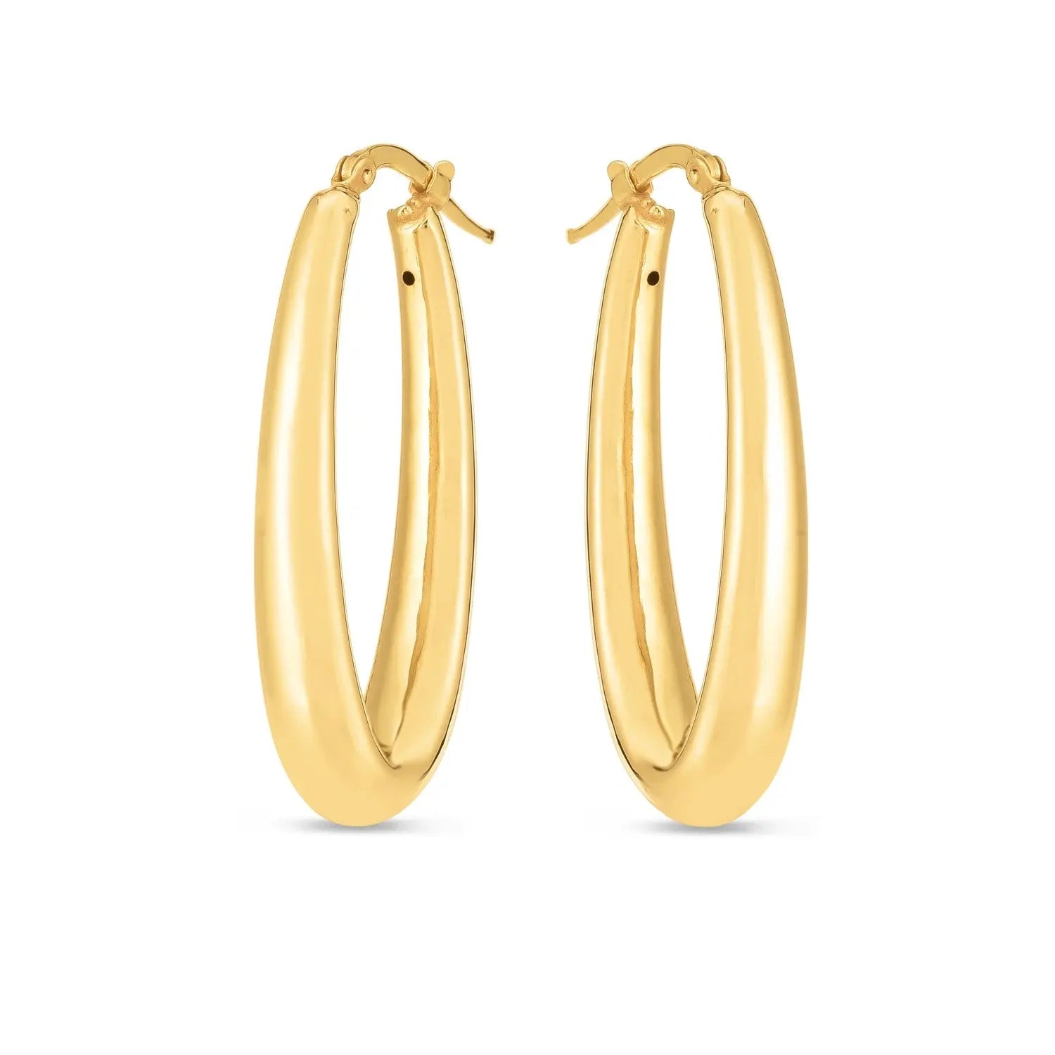 14k Yellow Gold Elongated Oval Hoops RCJ Earrings  CELESTIA LUXE JEWELLERS