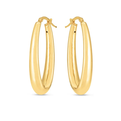 14k Yellow Gold Elongated Oval Hoops RCJ Earrings  CELESTIA LUXE JEWELLERS