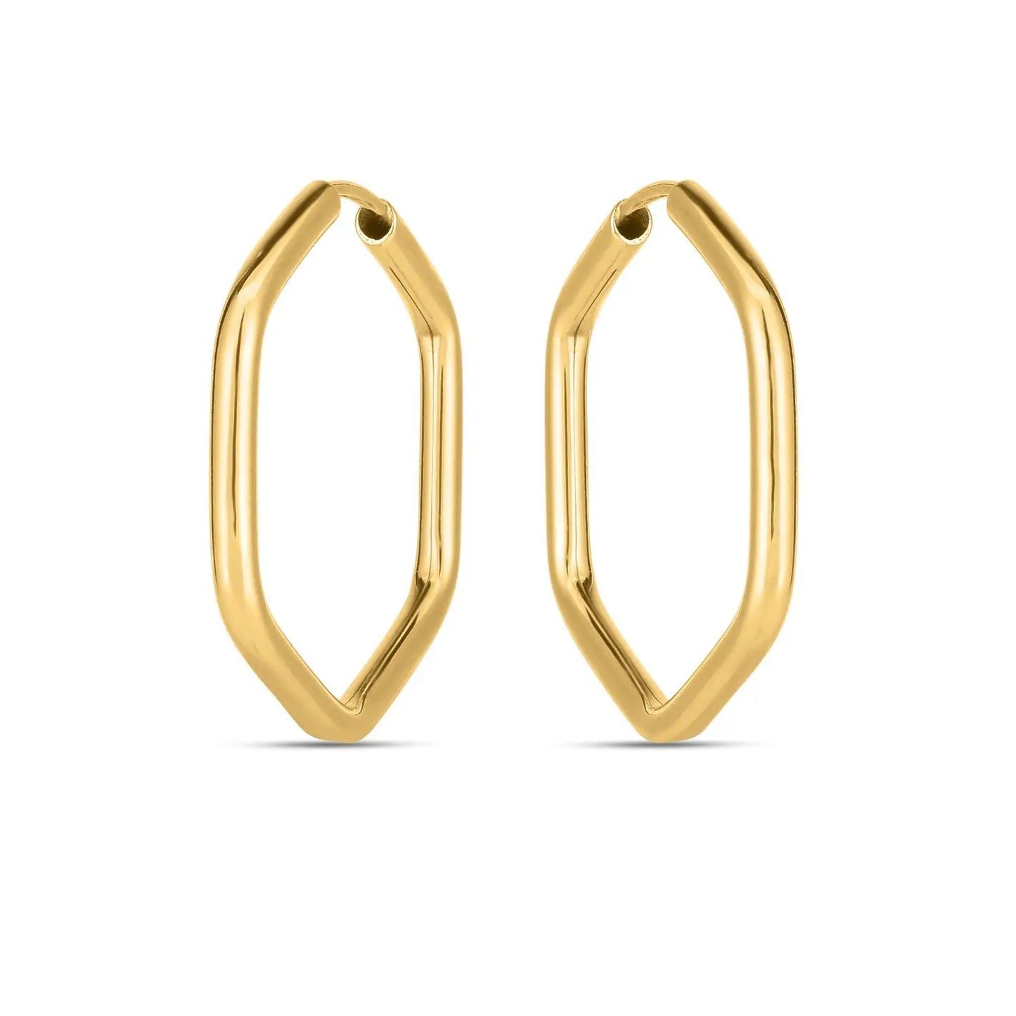 14k Yellow Gold Endless Hexagon Hoop Earrings RCJ Earrings  CELESTIA LUXE JEWELLERS