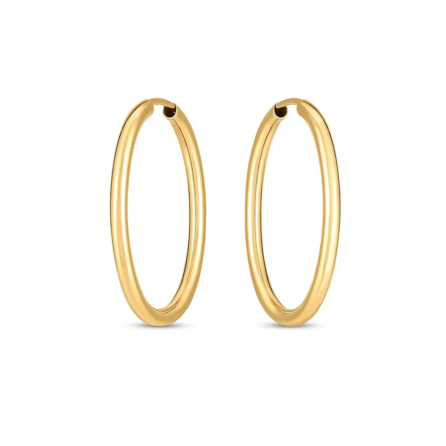 14k Yellow Gold Endless Oval Hoop Earrings(2x25mm) RCJ Earrings  CELESTIA LUXE JEWELLERS