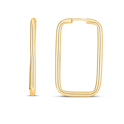 14k Yellow Gold Endless Rectangle Hoops RCJ Earrings  CELESTIA LUXE JEWELLERS
