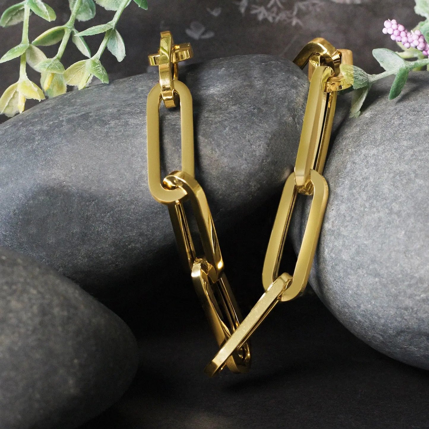 14k Yellow Gold Extra Wide Paperclip Chain Necklace RCJ Necklaces  CELESTIA LUXE JEWELLERS
