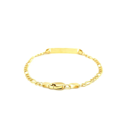 14k Yellow Gold Figaro Link Childrens ID Bracelet (3.30 mm) RCJ Bracelets  CELESTIA LUXE JEWELLERS
