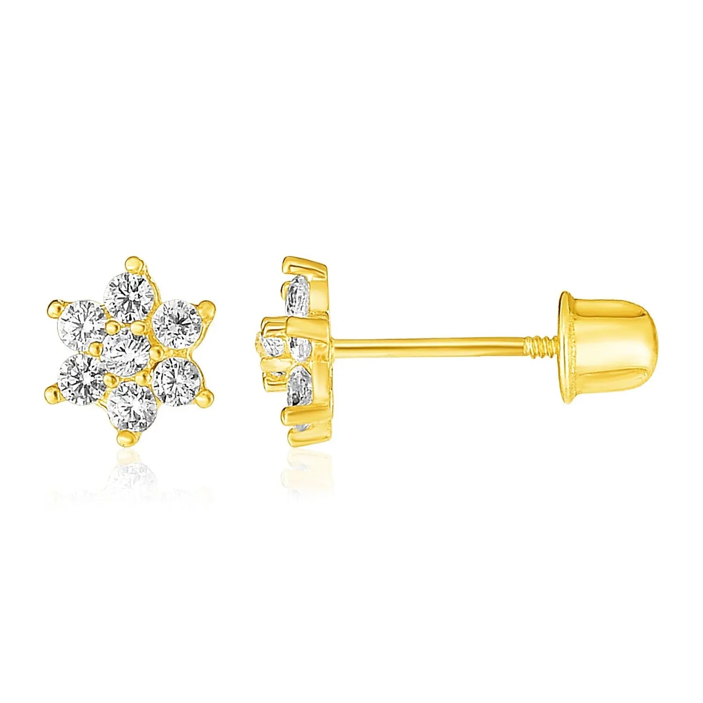 14k Yellow Gold Flower Childrens Earrings(5mm) RCJ Earrings  CELESTIA LUXE JEWELLERS