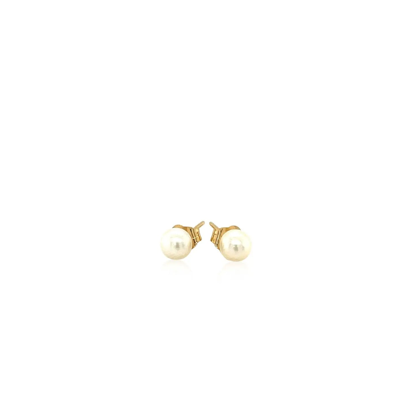 14k Yellow Gold Freshwater Cultured White Pearl Stud Earrings (4mm) RCJ Earrings  CELESTIA LUXE JEWELLERS