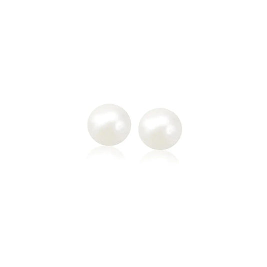 14k Yellow Gold Freshwater Cultured White Pearl Stud Earrings (5mm) RCJ Earrings  CELESTIA LUXE JEWELLERS
