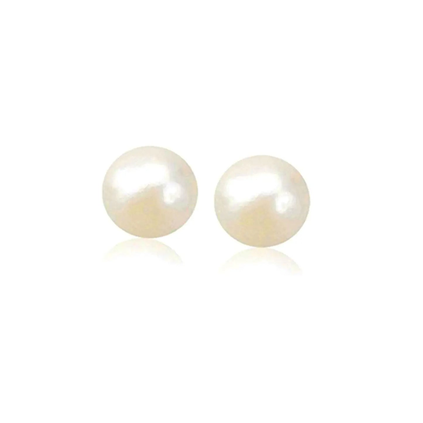 14k Yellow Gold Freshwater Cultured White Pearl Stud Earrings (7mm) RCJ Earrings  CELESTIA LUXE JEWELLERS
