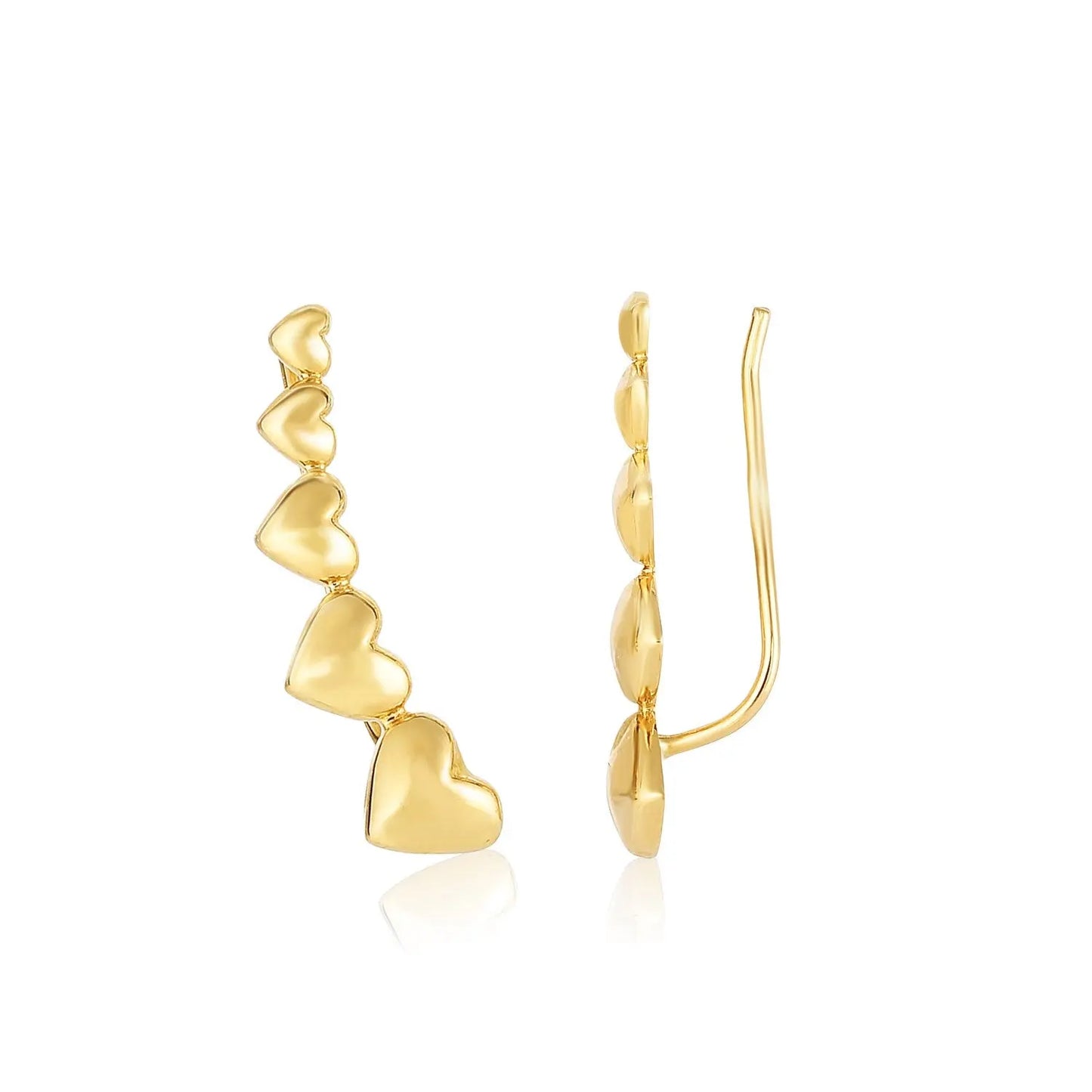 14k Yellow Gold Graduated Heart Climber Style Stud Earrings RCJ Earrings  CELESTIA LUXE JEWELLERS