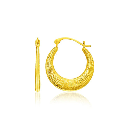 14k Yellow Gold Graduated Round Textured Hoop Earrings RCJ Earrings  CELESTIA LUXE JEWELLERS