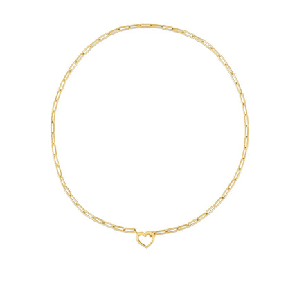 14k Yellow Gold Heart Element Paperclip Necklace RCJ Necklaces  CELESTIA LUXE JEWELLERS