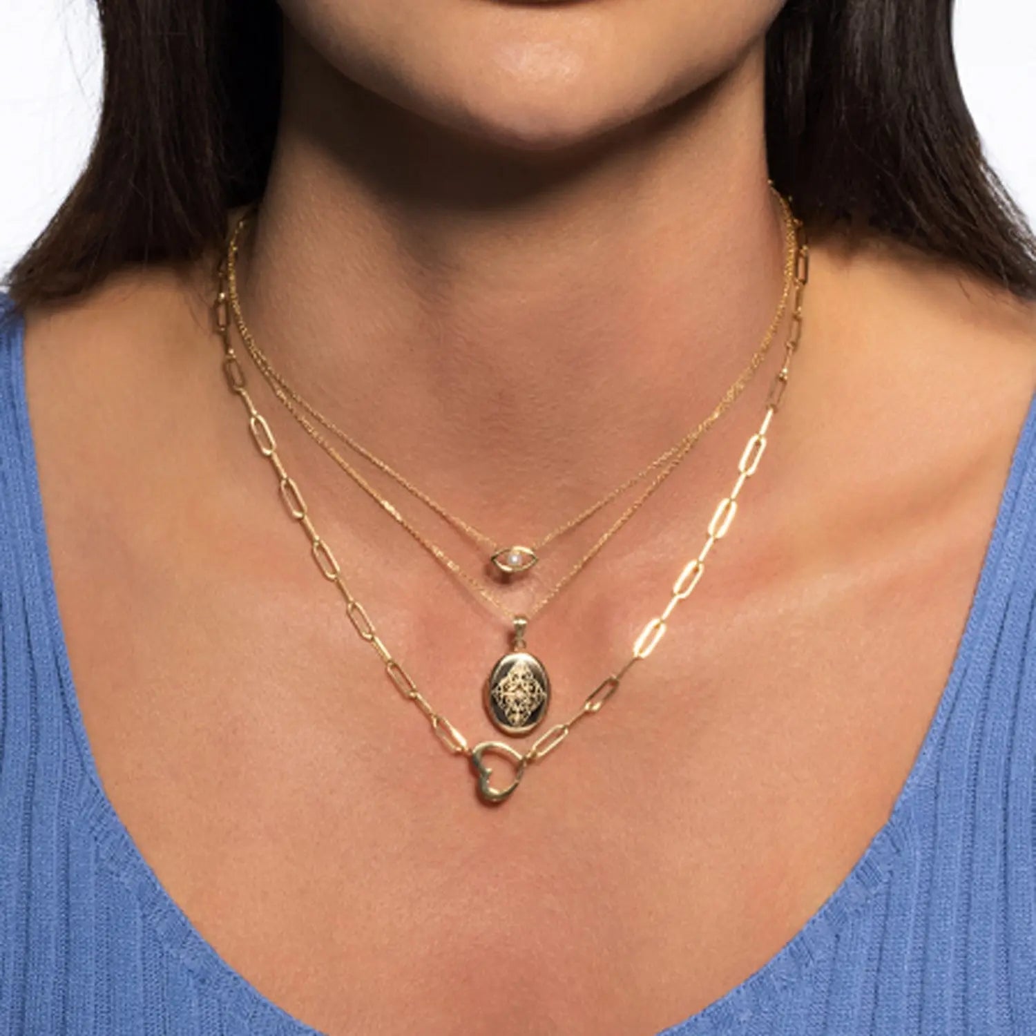 14k Yellow Gold Heart Element Paperclip Necklace RCJ Necklaces  CELESTIA LUXE JEWELLERS