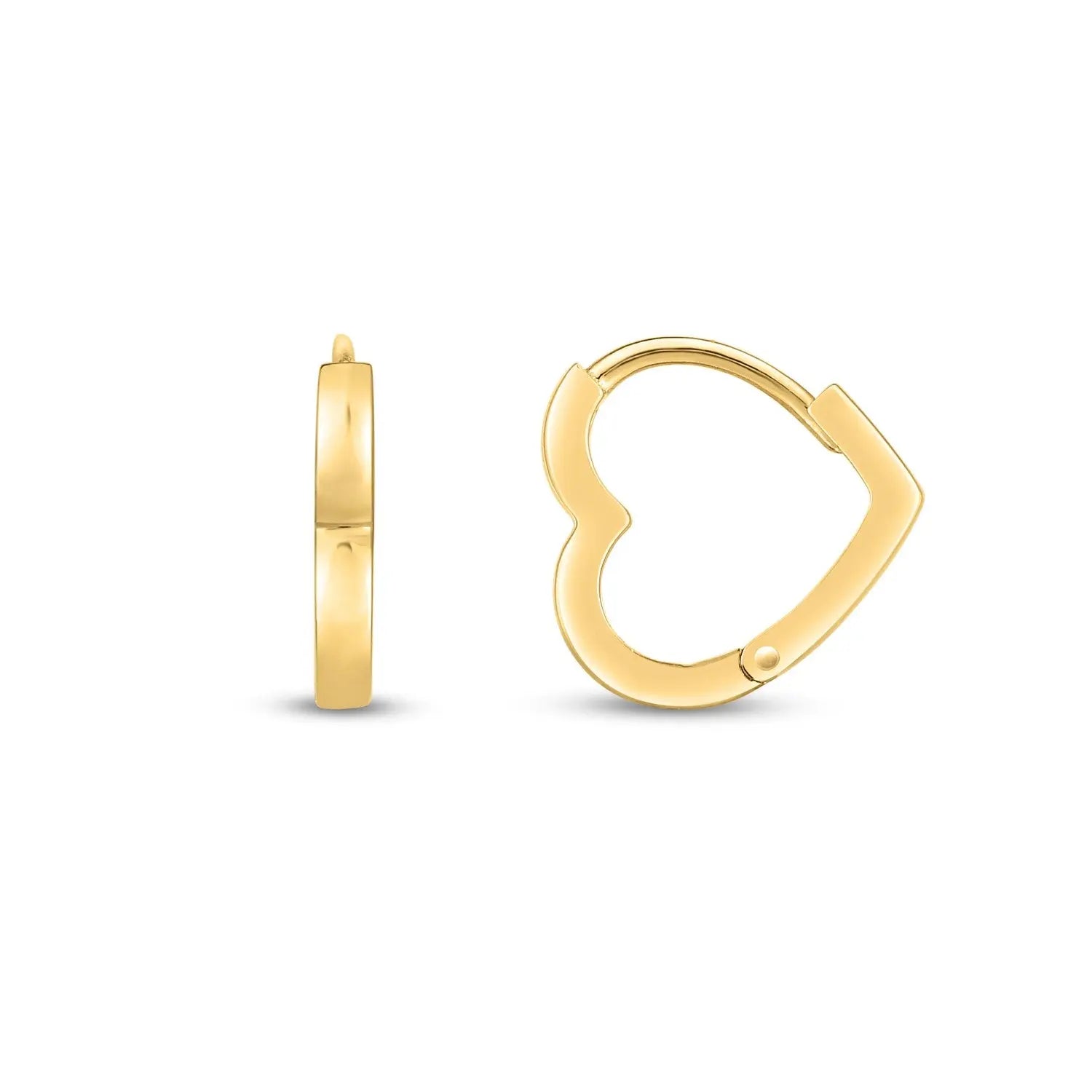 14k Yellow Gold Heart Huggie Hoops RCJ Earrings  CELESTIA LUXE JEWELLERS