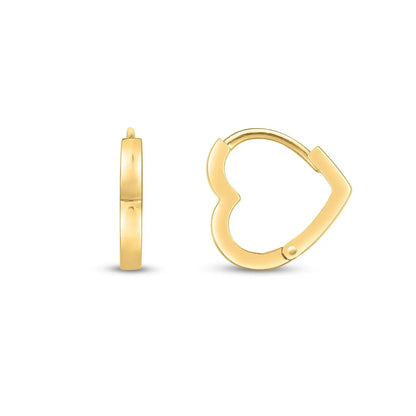 14k Yellow Gold Heart Huggie Hoops RCJ Earrings  CELESTIA LUXE JEWELLERS