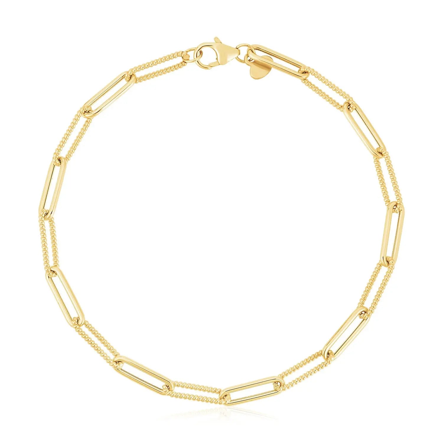 14k Yellow Gold High Polish Alternating Bead Paperclip Bracelet  (3.50 mm) RCJ Bracelets  CELESTIA LUXE JEWELLERS