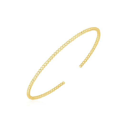 14k Yellow Gold High Polish Bead Cuff Bangle (2.00 mm) RCJ Bangles  CELESTIA LUXE JEWELLERS