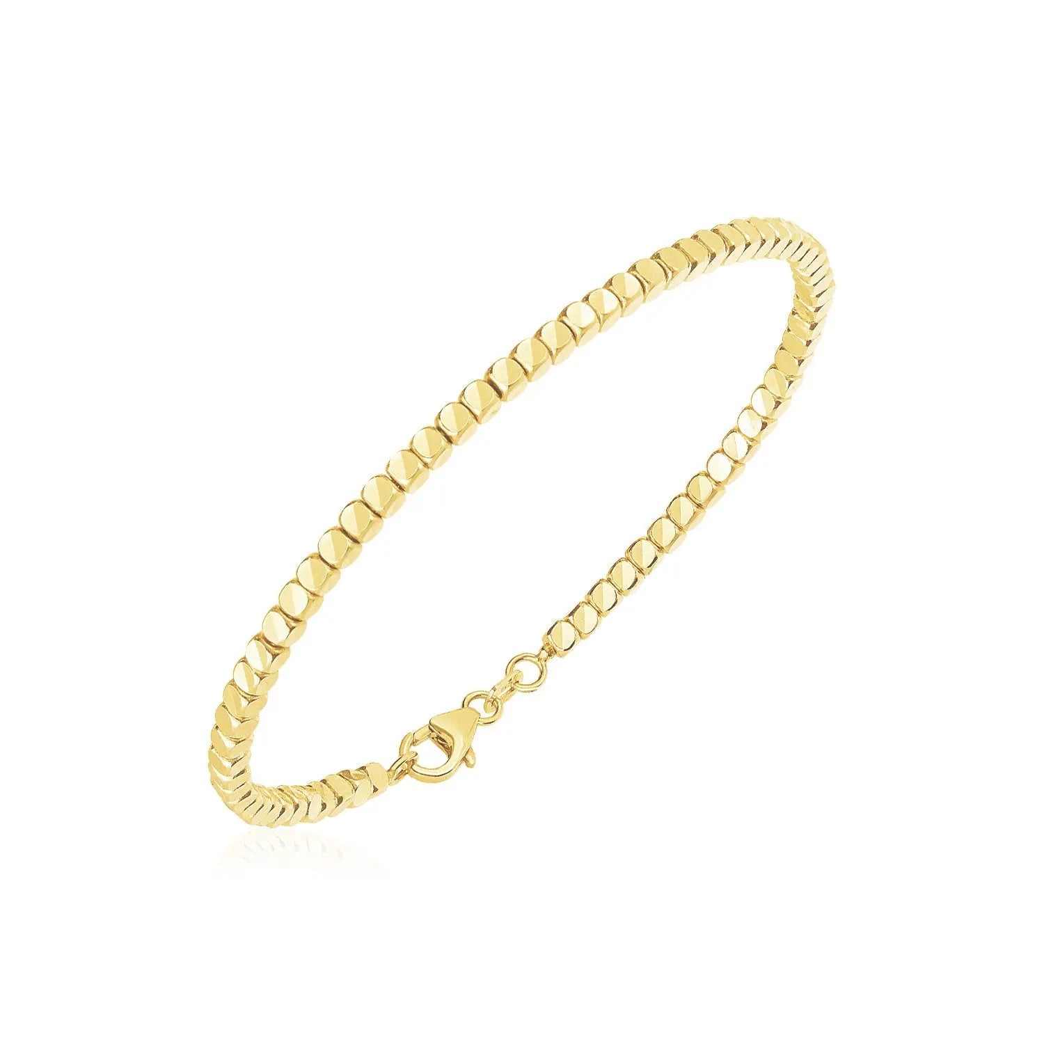 14k Yellow Gold High Polish Bead Cuff Bangle (2.40 mm) RCJ Bangles  CELESTIA LUXE JEWELLERS