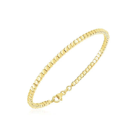14k Yellow Gold High Polish Bead Cuff Bangle (2.40 mm) RCJ Bangles  CELESTIA LUXE JEWELLERS