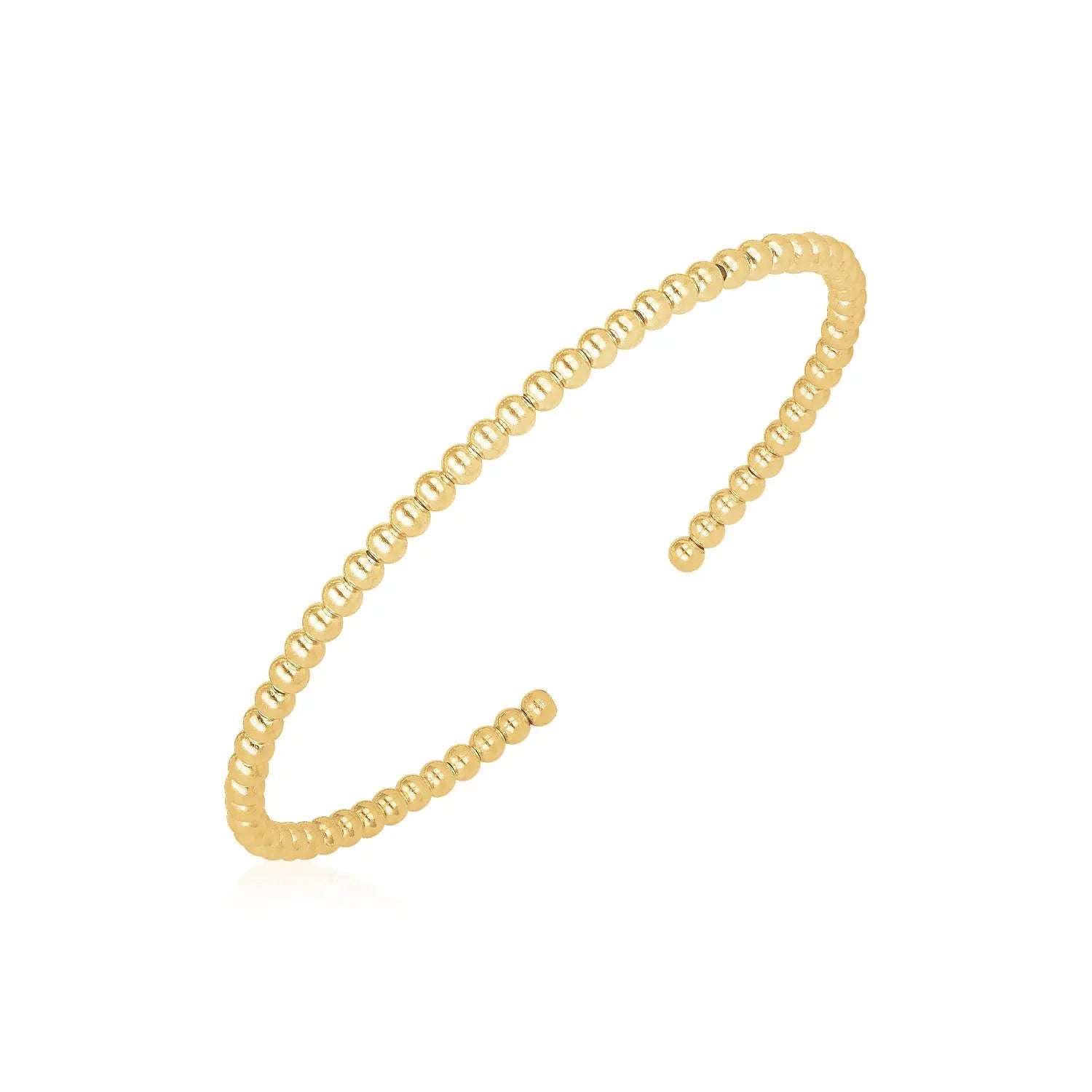 14k Yellow Gold High Polish Bead Cuff Bangle (3.00 mm) RCJ Bangles  CELESTIA LUXE JEWELLERS