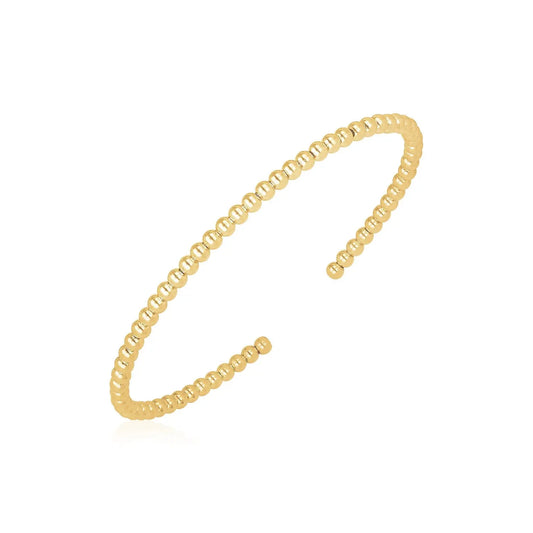 14k Yellow Gold High Polish Bead Cuff Bangle (3.00 mm) RCJ Bangles  CELESTIA LUXE JEWELLERS