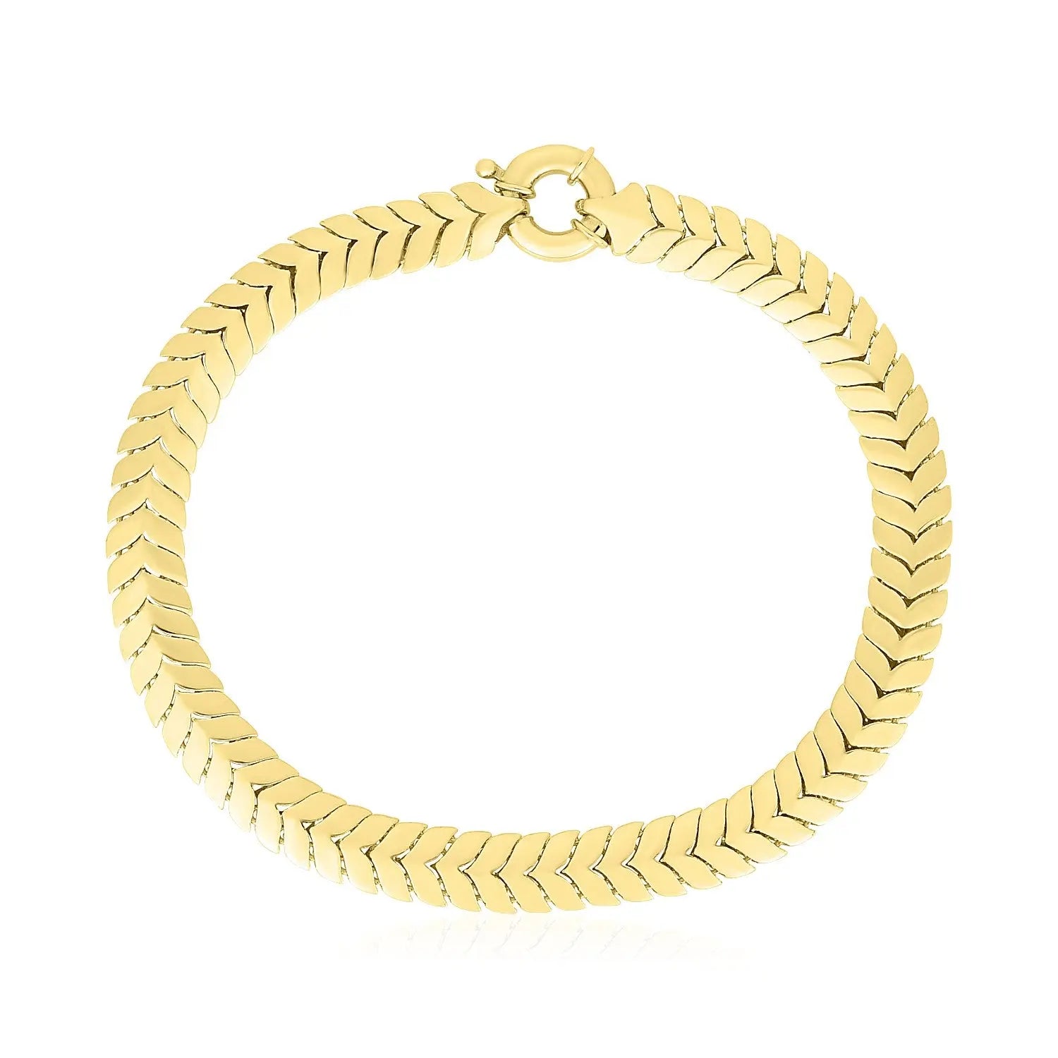 14k Yellow Gold High Polish Chevron Link Bracelet  (6.00 mm) RCJ Bracelets  CELESTIA LUXE JEWELLERS