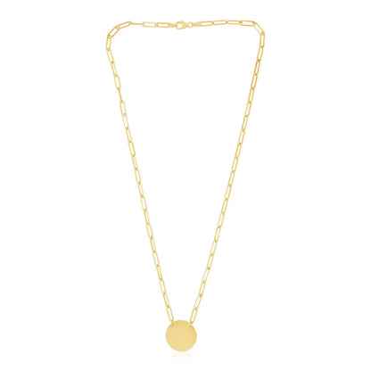 14k Yellow Gold High Polish Circle Disc Paperclip Link Necklace RCJ Necklaces  CELESTIA LUXE JEWELLERS