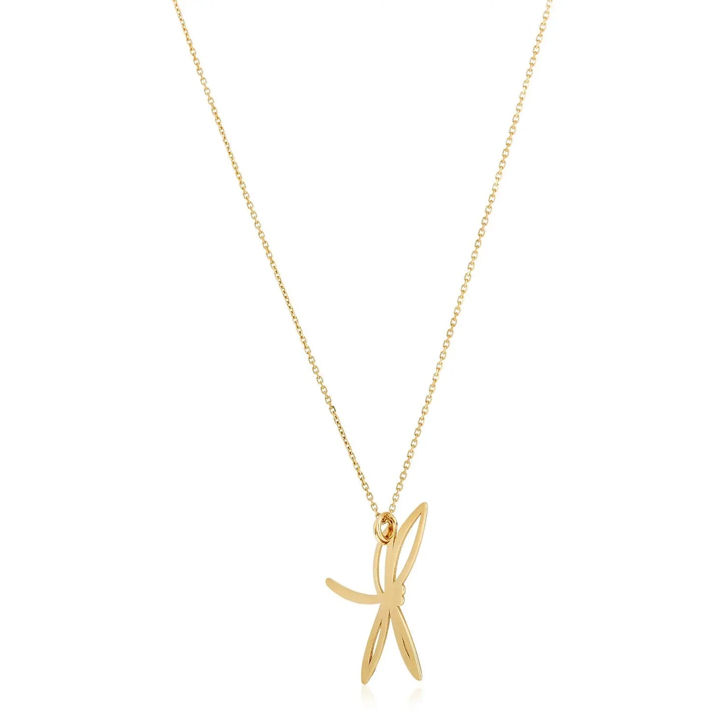 14k Yellow Gold High Polish Dragonfly Necklace RCJ Necklaces  CELESTIA LUXE JEWELLERS