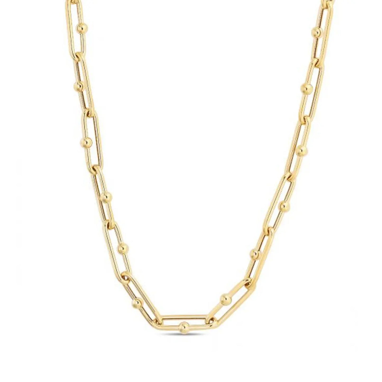 14k Yellow Gold High Polish Elongated Paperclip Jax Link Necklace RCJ Necklaces  CELESTIA LUXE JEWELLERS