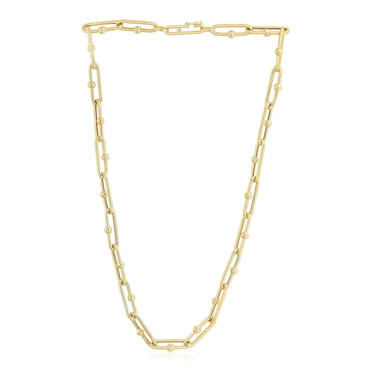 14k Yellow Gold High Polish Elongated Paperclip Jax Link Necklace RCJ Necklaces  CELESTIA LUXE JEWELLERS