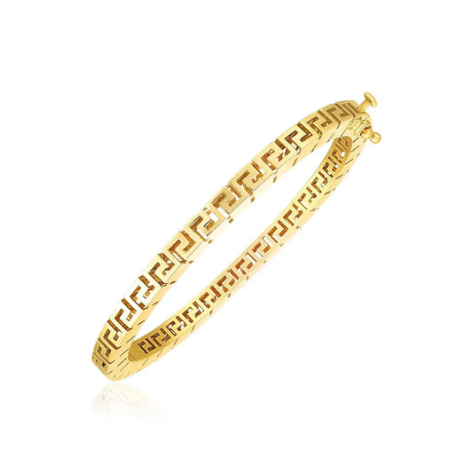 14k Yellow Gold High Polish Greek Key Bangle (4.80 mm) RCJ Bangles  CELESTIA LUXE JEWELLERS