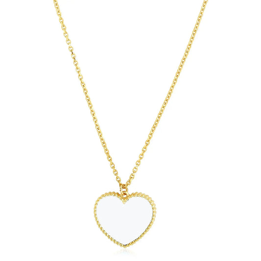 14k Yellow Gold High Polish Heart Pearl Paste Necklace RCJ Necklaces  CELESTIA LUXE JEWELLERS