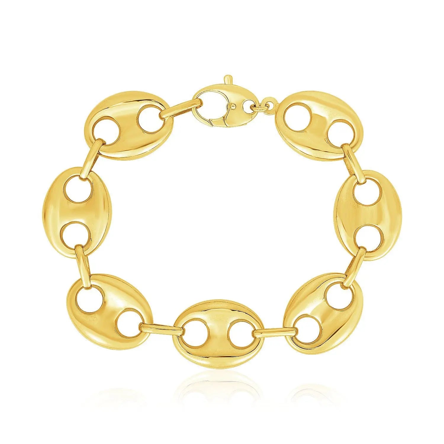 14k Yellow Gold High Polish Lite Puffed Mariner Link Bracelet  (21.00 mm) RCJ Bracelets  CELESTIA LUXE JEWELLERS
